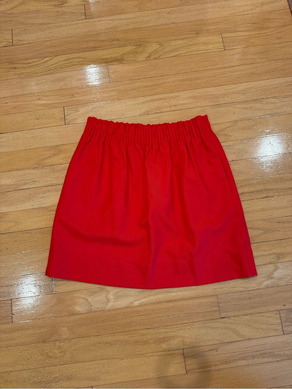 J Crew Red Elastic-Waist Mini Skirt